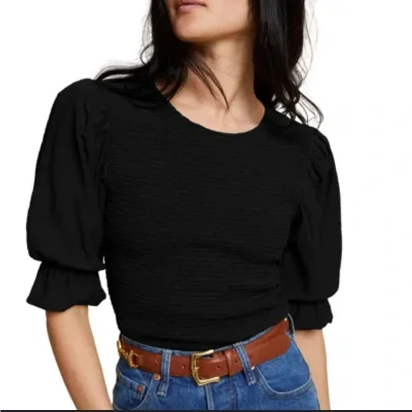 Nation ltd Los Angeles Bardot Tee In Jet Black - Picture 1 of 5